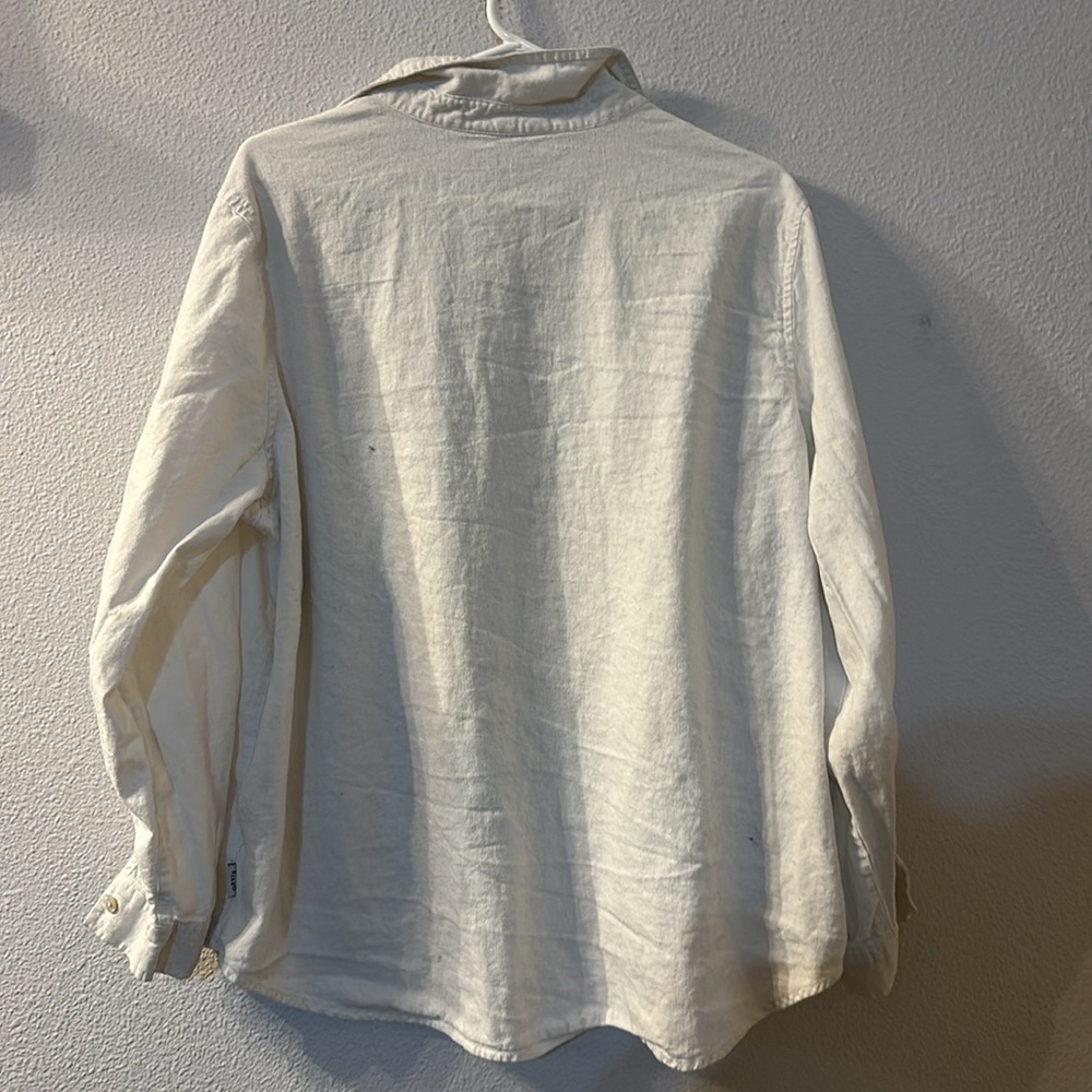 Orvis Linen Blend White Button Down Size Xxl - image 6
